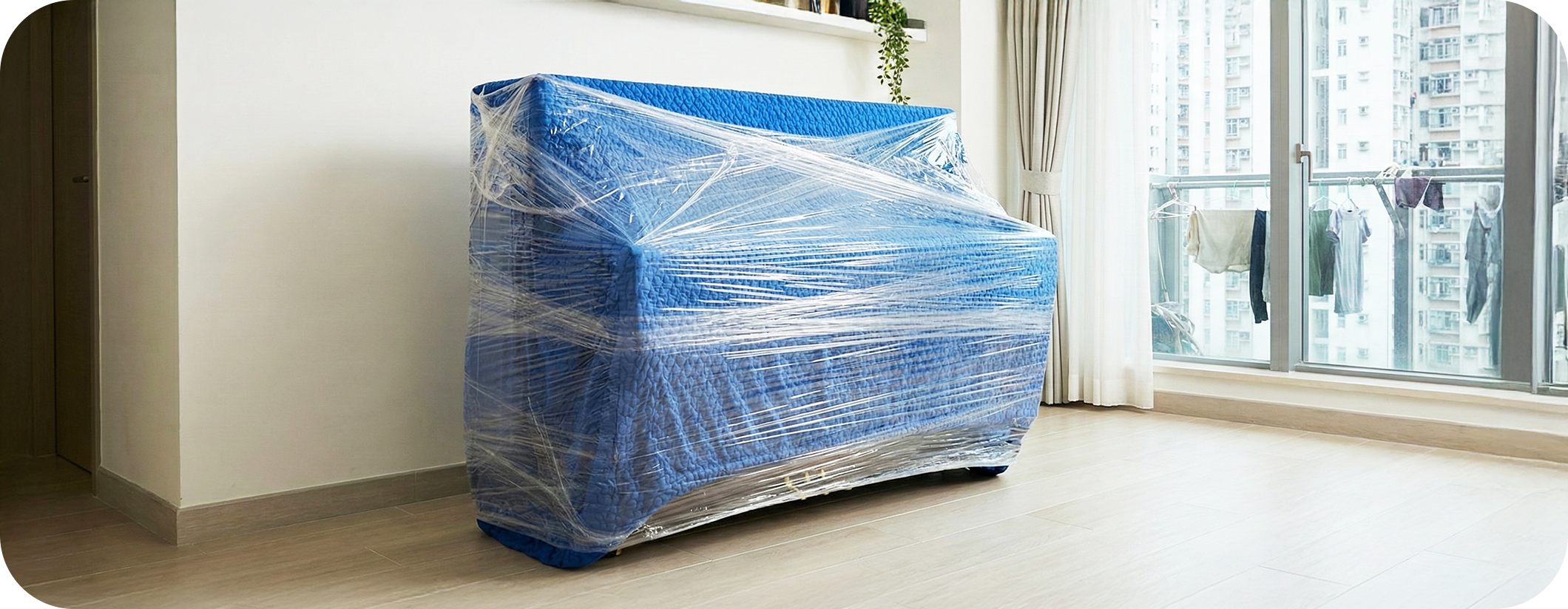 直立式鋼琴搬運前多層包膜保護