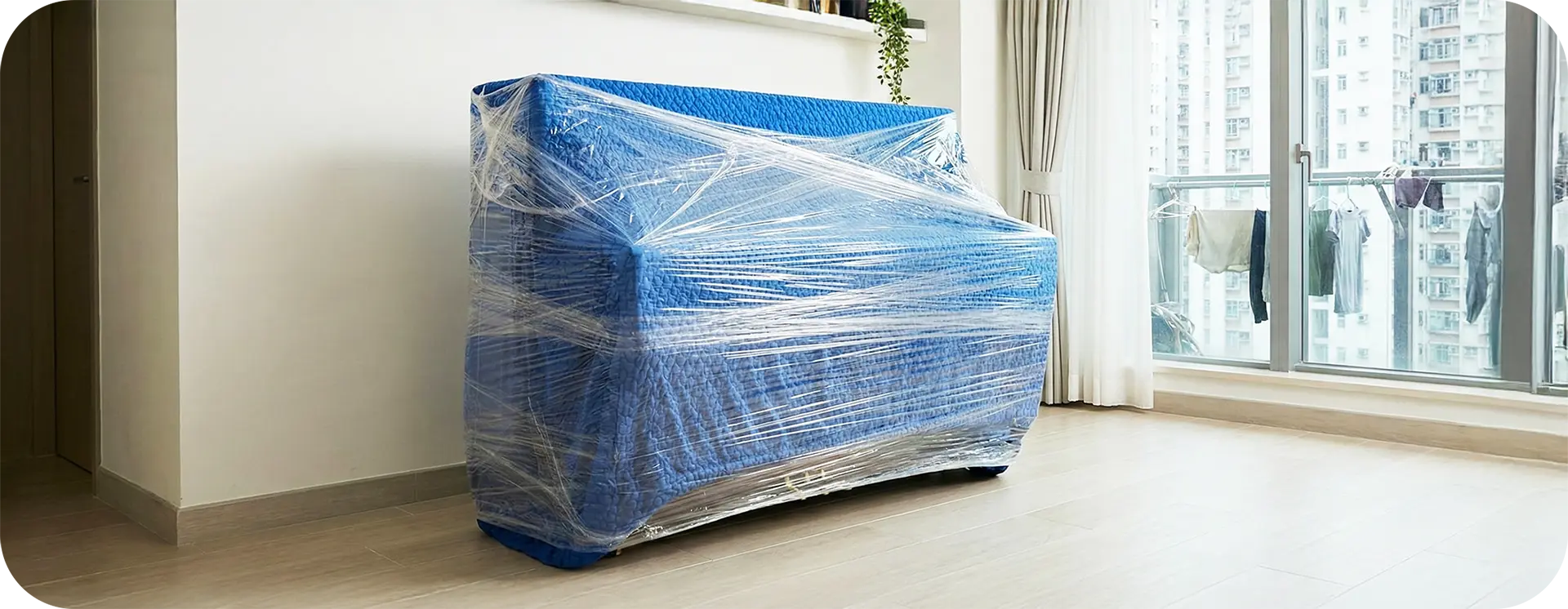 直立式鋼琴搬運前多層包膜保護